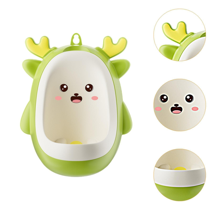 Pisoar pentru Baieti , 0-8 Ani, in Forma de Cerb, Perie Inclusa, Montare pe Perete, Carlig Autoadeziv Inclus, 29.8 x 23.8 cm, Verde [4]