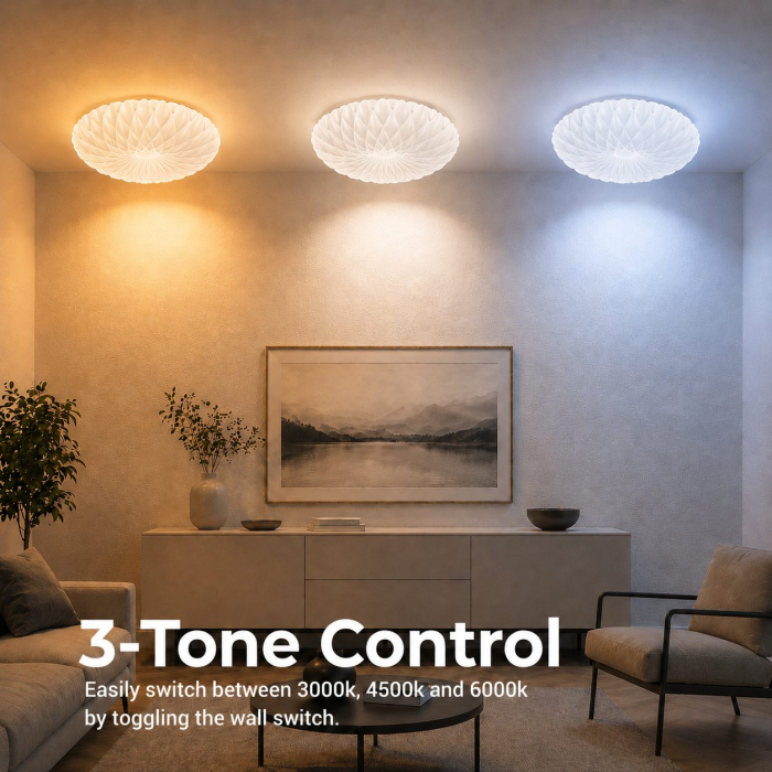 Plafoniera PL154 LED 35 cm, 31W, 3000K / 4000K / 6000K, Alb, Metal si Acril [9]