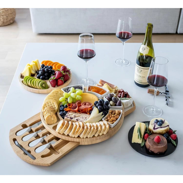 Platou Festiv, Flippy, din Lemn, pentru Branzeturi si Aperitive, 18 Piese, Maro [5]