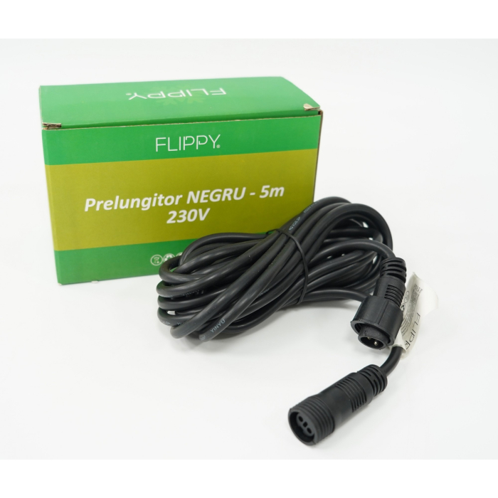 Prelungitor, Flippy, cauciuc, 220 volti, 5 metri, fir negru [1]