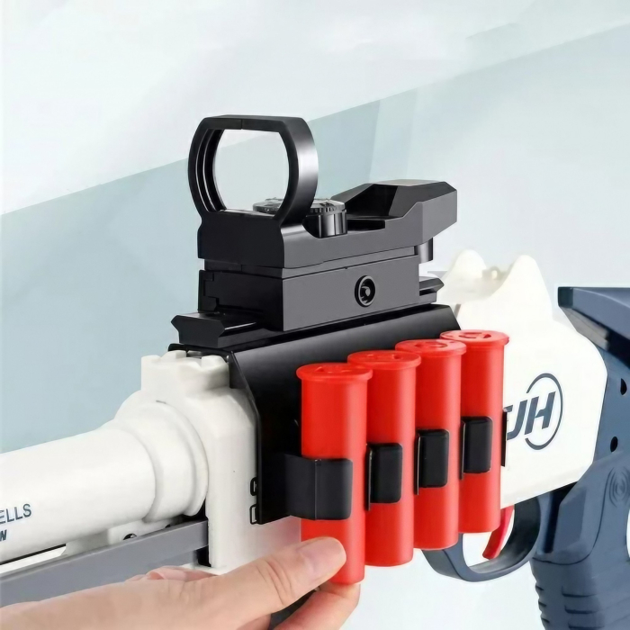 Pușcă de Jucărie Manuală, Flippy, Model UDL XM1014, cu Lunetă, 10 Proiectile din Spumă Moale și 5 Cartușe, Lungime 80 cm, Recomandată pentru Copii peste 8 Ani, Alb [2]