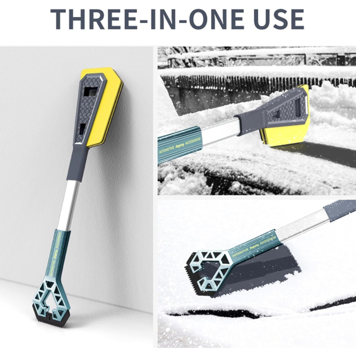 Racleta Auto pentru Zapada cu Doua Capete, Flippy, Universala, Deszapezire Masina, cu Maner Lung, Ergonomica, Detasabila, pentru Geamuri si Caroserie, Usor de Utilizat, 67x12.5 cm, Albastru [4]