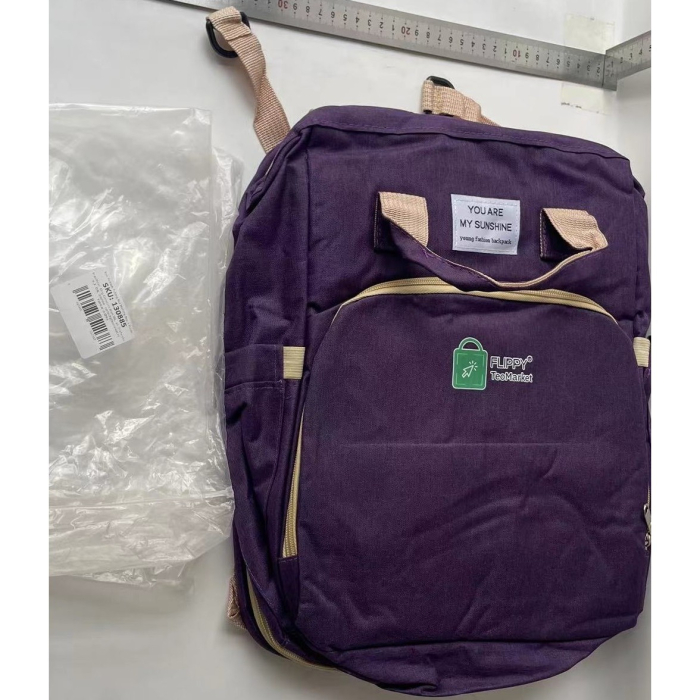 Rucsac Multifunctional pentru Mamici, Flippy, cu Patut Pliabil si Baza de Schimbat, Rezistent la Apa, Capacitate Mare, Usor, Compartimente Multiple, Buzunar Termic pentru Lapte, 42 x 32 x 22 cm, Mov [4]