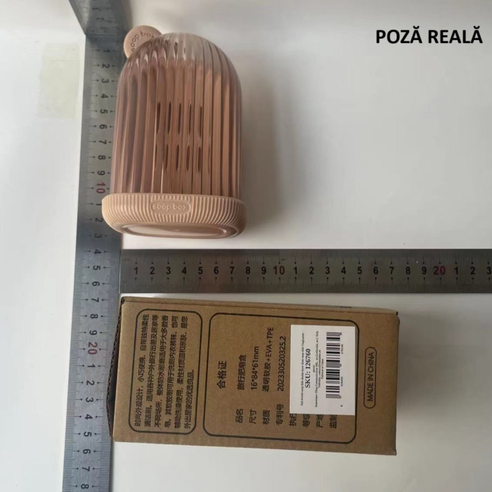 Sapuniera de Calatorie , Suport pentru Sapun cu Scurgere a Apei, Recipient cu Capac Depozitare, Savoniera pentru Baie, 12.6x6.1x8.4cm, Roz [8]
