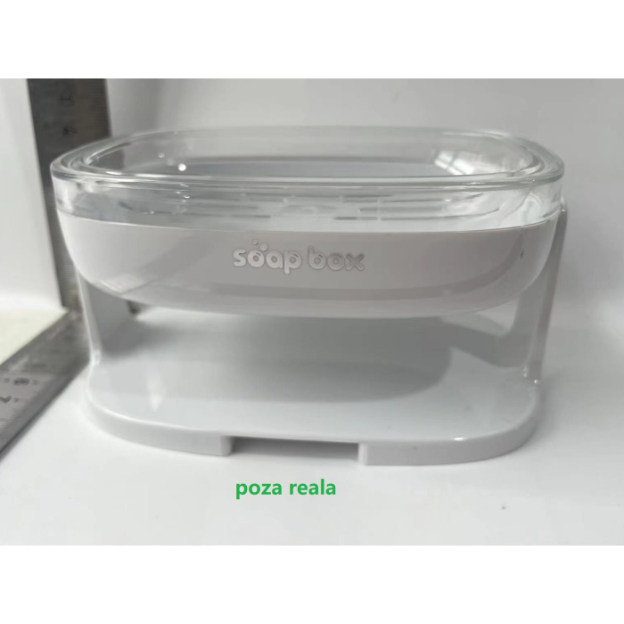 Savoniera cu Suport 2 in 1 , Pentru Perete sau Blat, PET, Scurgere Optima, Alb [2]