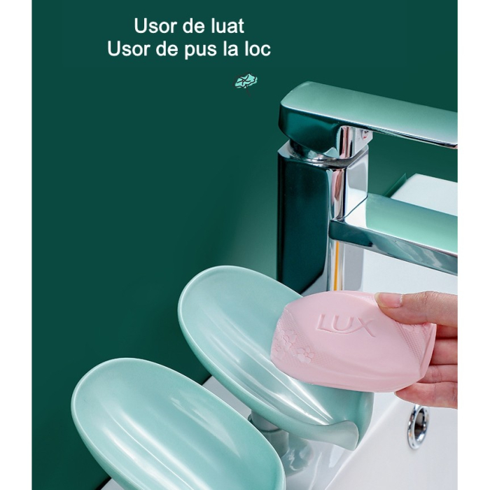 Savoniera Flippy, cu scurgere, pentru sapun, cu ventuza, material ABS, 13 x 8.5 x 10.5 cm, albastru [2]