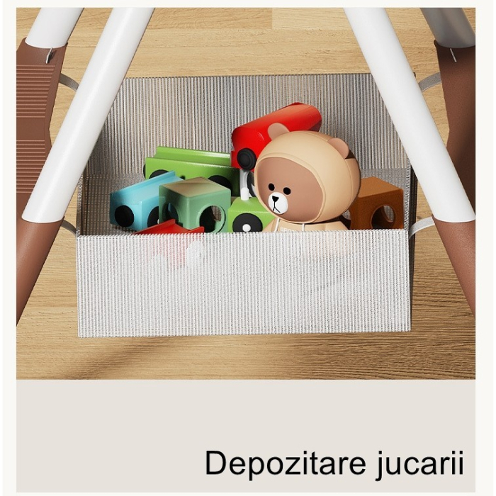 Scaun de Masa pentru Bebelusi si Copii Flippy, cu Roti, cu Tetiera, Telescopic, Pliabil, Masuta Reglabila, Suport Picioare, Scaun cu Invelis Piele Artificiala, Centura Siguranta, Spatiu Depozitare, 97 [10]