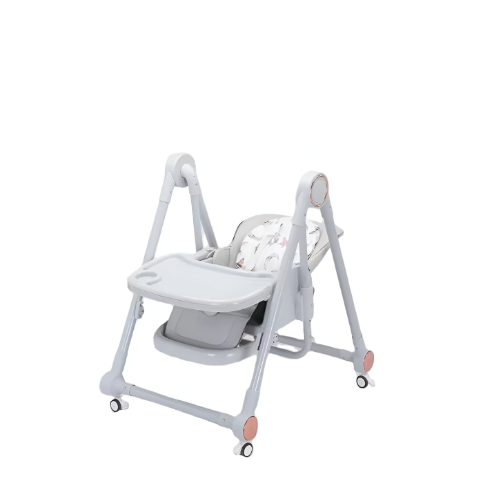 Scaun de Masa pentru Bebelusi si Copii, Flippy, Tavita si Husa Detasabile, Multifuncțional, Stabil, Centura de Siguranta, Inaltime Ajustabila, Spatar Reglabil Moale, Balansoar, de la 6 Luni, Gri [4]