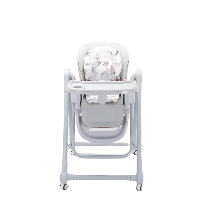 Scaun de Masa pentru Bebelusi si Copii, Flippy, Tavita si Husa Detasabile, Multifuncțional, Stabil, Centura de Siguranta, Inaltime Ajustabila, Spatar Reglabil Moale, Balansoar, de la 6 Luni, Gri [5]