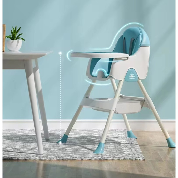 Scaun de Masa Pliabil 3in1, Flippy, Reglabil, Multifunctional, 3 Pozitii, Masuta si Husa Detasabile, Centura de Siguranta, Albastru [3]