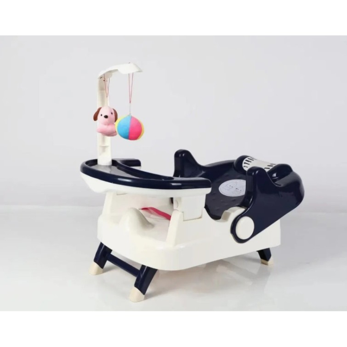 Scaun pentru Copii 2 in 1, Flippy, pentru Servit Masa si pentru Baie, Multifunctional, Pliabil, Portabil, din Plastic, Spatar Reglabil, 58 x 39 cm, Albastru [2]