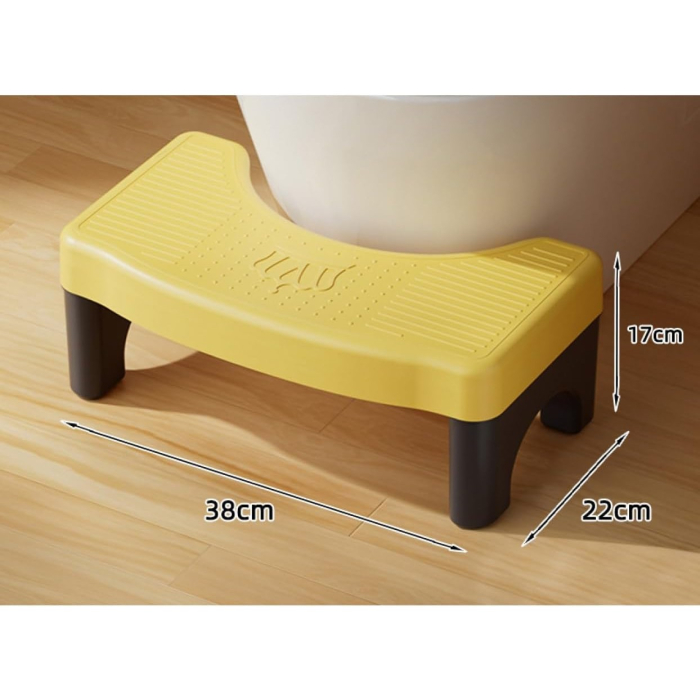 Scaunel WC , Tratament Impotriva Hemoroizilor si Constipatiei, Scaun Inaltator WC Copii, Suport Picioare WC, Taburet Inaltator Pozitia Corecta Ghemuit Pe WC, Plastic Rezistent, 17x22x38 cm, Galben [3]