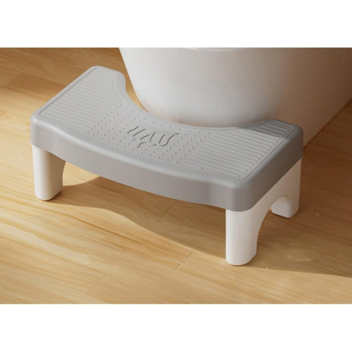 Scaunel WC , Tratament Impotriva Hemoroizilor si Constipatiei, Scaun Inaltator WC Copii, Suport Picioare WC, Taburet Inaltator Pozitia Corecta Ghemuit Pe WC, Plastic Rezistent, 17x22x38 cm, Gri [3]