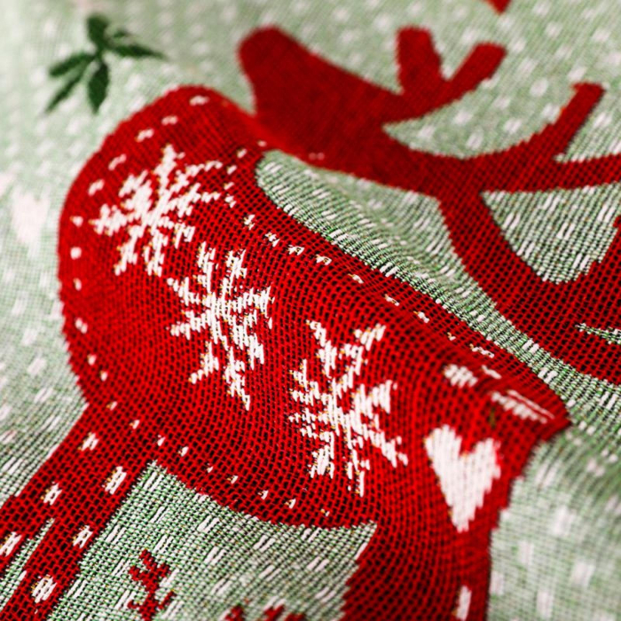 Servet de Masa, Flippy, Model Ren si Globuri, Tematica Craciun, Prosop pentru Masa, 47x33 cm, Bumbac si Fibre Sintetice, Rosu [7]