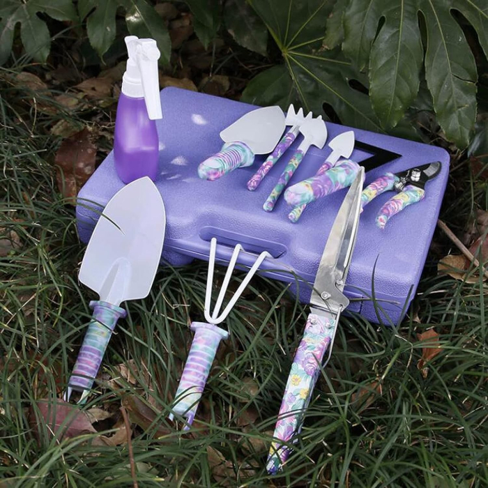 Set 10 accesorii pentru gradinarit Flippy, geanta depozitare inclusa, otel inoxidabil, 37 x 28 cm, mov [4]