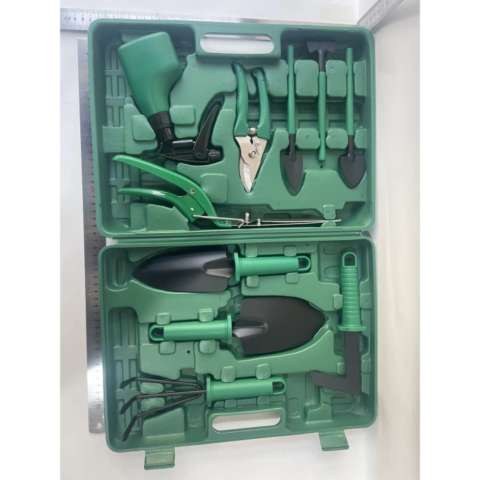 Set 10 accesorii pentru gradinarit Flippy, geanta depozitare inclusa, otel inoxidabil, 37 x 28 cm, verde [9]