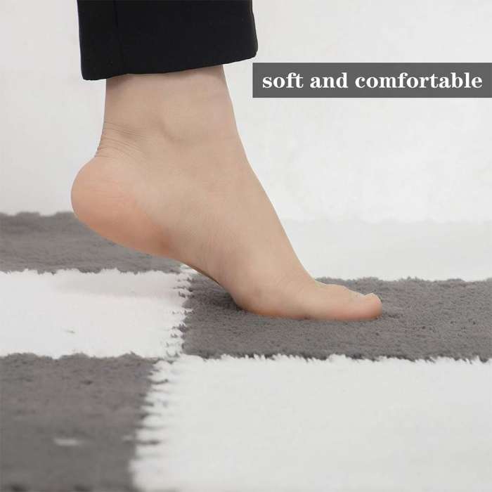 Set 10 Piese Covor tip Puzzle, Flippy, Spuma EVA, Pufos, 30 x 30 x 1 cm, Gri [5]