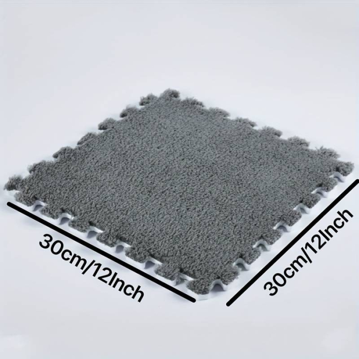 Set 10 Piese Covor tip Puzzle, Flippy, Spuma EVA, Pufos, 30 x 30 x 1 cm, Gri [9]