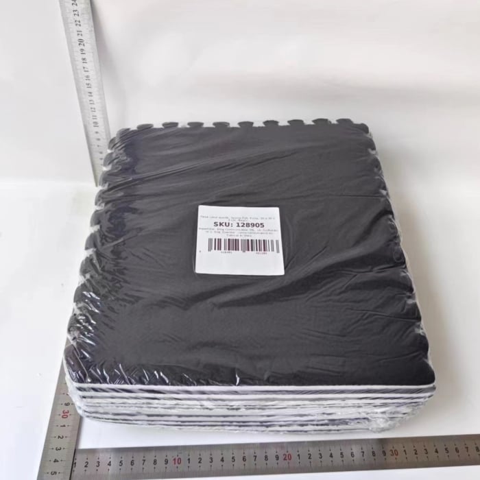 Set 10 Piese Covor tip Puzzle, Flippy, Spuma EVA, Pufos, 30 x 30 x 1 cm, Negru [2]