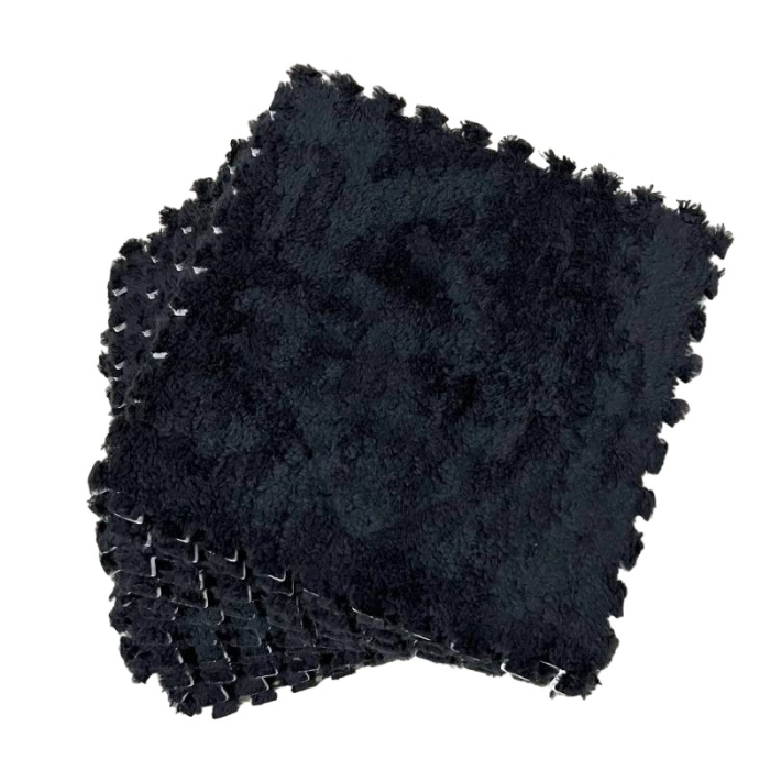 Set 10 Piese Covor tip Puzzle, Flippy, Spuma EVA, Pufos, 30 x 30 x 1 cm, Negru [1]