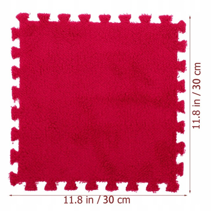 Set 10 Piese Covor tip Puzzle, Flippy, Spuma EVA, Pufos, 30 x 30 x 1 cm, Rosu [9]