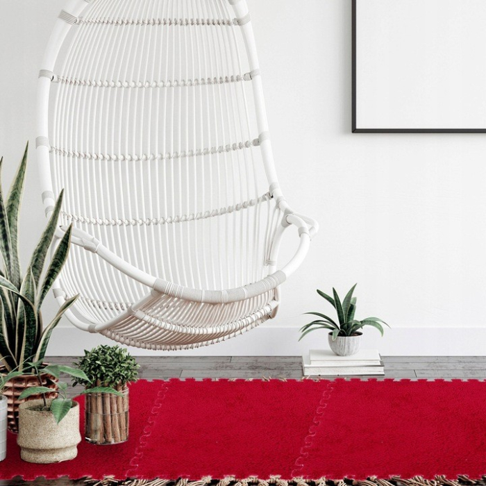 Set 10 Piese Covor tip Puzzle, Flippy, Spuma EVA, Pufos, 30 x 30 x 1 cm, Rosu [4]