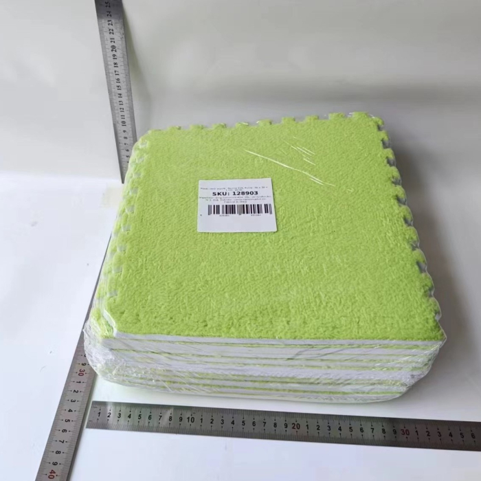 Set 10 Piese Covor tip Puzzle, Flippy, Spuma EVA, Pufos, 30 x 30 x 1 cm, Verde [4]