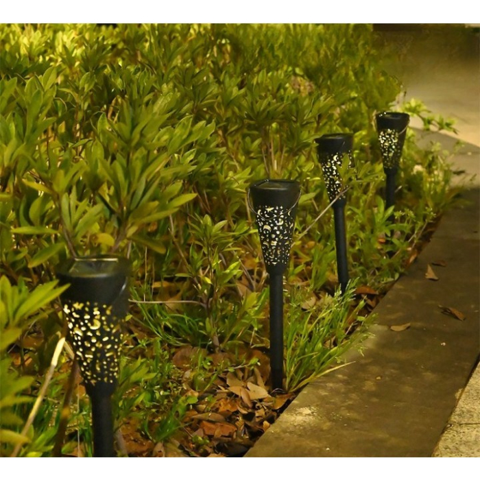 Set 12 Lampi Solare Led pentru Gradina, Flippy, Tip Torta, 36 x 6.8 cm, Buton On-Off, Lumina Alb Cald, Negru [5]