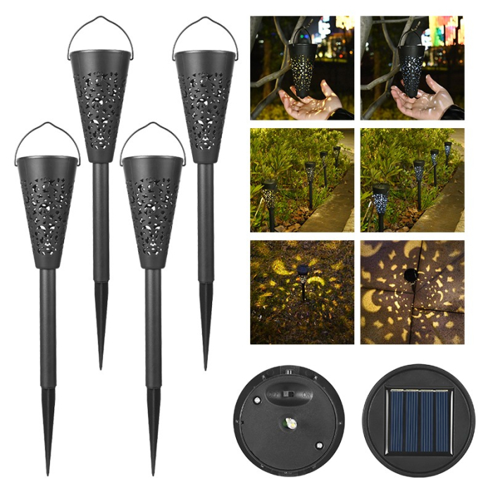Set 12 Lampi Solare Led pentru Gradina, Flippy, Tip Torta, 36 x 6.8 cm, Buton On-Off, Lumina Alb Cald, Negru [3]