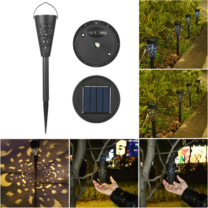 Set 12 Lampi Solare Led pentru Gradina, Flippy, Tip Torta, 36 x 6.8 cm, Buton On-Off, Lumina Multicolor, Negru [6]
