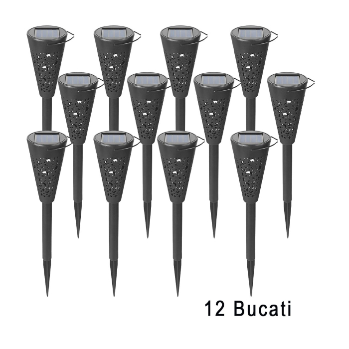 Set 12 Lampi Solare Led pentru Gradina, Flippy, Tip Torta, 36 x 6.8 cm, Buton On-Off, Lumina Multicolor, Negru [3]