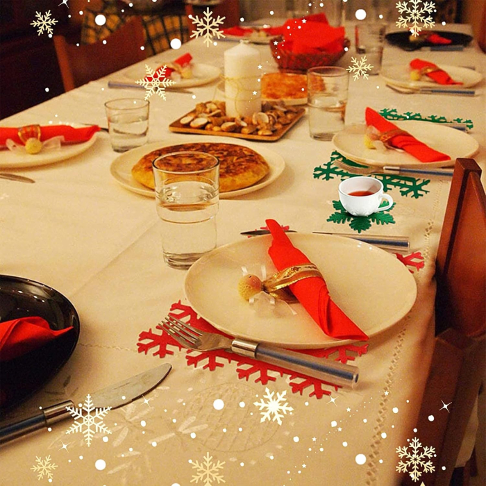 Set 12 Servete pentru Masa si Suporturi de Pahare/Tacamuri, Flippy, 4 Servete 25x35 cm, 4 Suporturi de 13x15 cm, 4 Suporturi de 9.3x10.5 cm, Verde-Rosu [4]