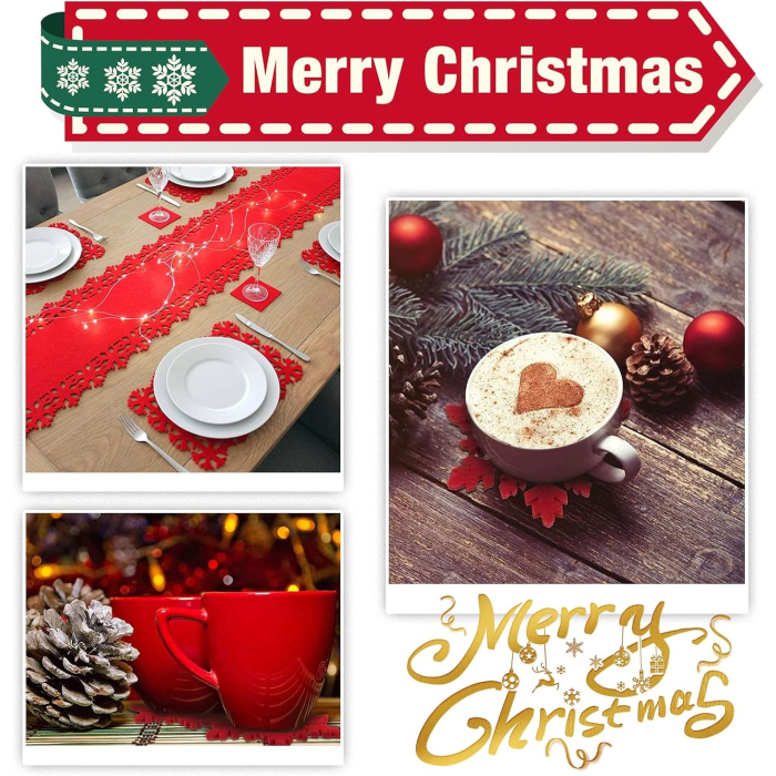 Set 12 Servete pentru Masa si Suporturi de Pahare/Tacamuri, Flippy, 4 Servete 25x35 cm, 4 Suporturi de 13x15 cm, 4 Suporturi de 9.3x10.5 cm, Verde-Rosu [3]