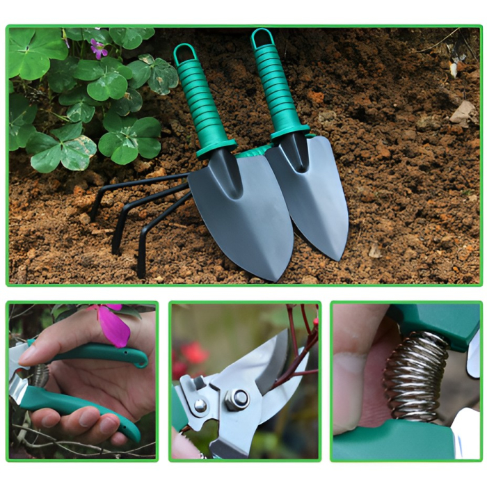 Set 12 Unelte de Gradina, Flippy, pentru Plantare Prelucrare Sol si Ingrijire Plante, Material PVC si Cardboard, Cutie Inclusa, 37x28 cm, Verde [11]