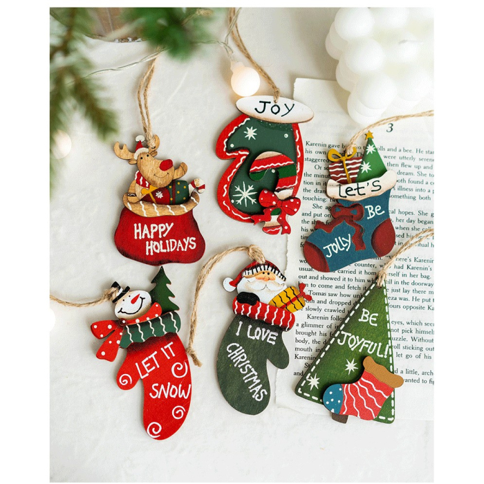 Set 14 Decoratiuni de Craciun, Flippy, pentru Brad, 5 - 9.5 cm, din Lemn, Multicolor [1]