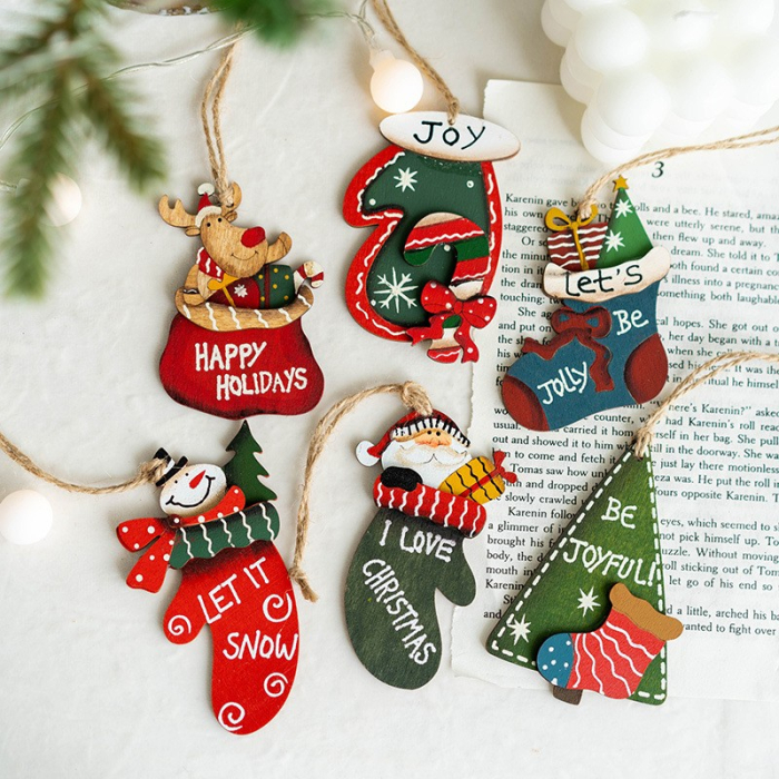 Set 14 Decoratiuni de Craciun, Flippy, pentru Brad, 5 - 9.5 cm, din Lemn, Multicolor [4]