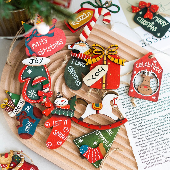 Set 14 Decoratiuni de Craciun, Flippy, pentru Brad, 5 - 9.5 cm, din Lemn, Multicolor [6]