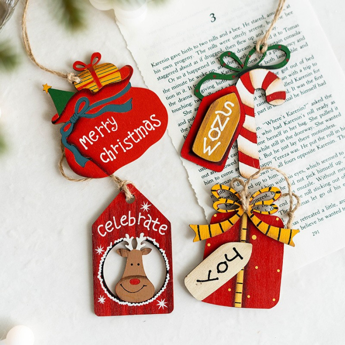 Set 14 Decoratiuni de Craciun, Flippy, pentru Brad, 5 - 9.5 cm, din Lemn, Multicolor [5]