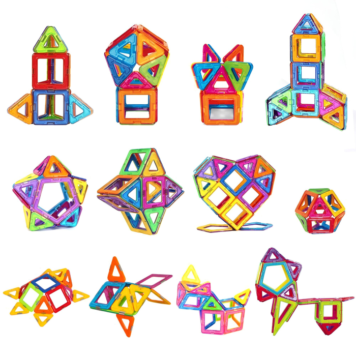 Set 148 Piese Magnetice de Constructie, Flippy, Piese Medii, Magnetic Blocks, Forme Geometrice, 3 Ani, ABS, Magnet, 25 x 17.8 x 10 cm, Multicolor [5]