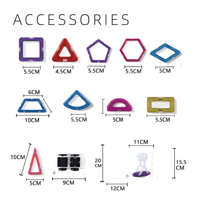Set 148 Piese Magnetice de Constructie, Flippy, Piese Medii, Magnetic Blocks, Forme Geometrice, 3 Ani, ABS, Magnet, 25 x 17.8 x 10 cm, Multicolor [3]