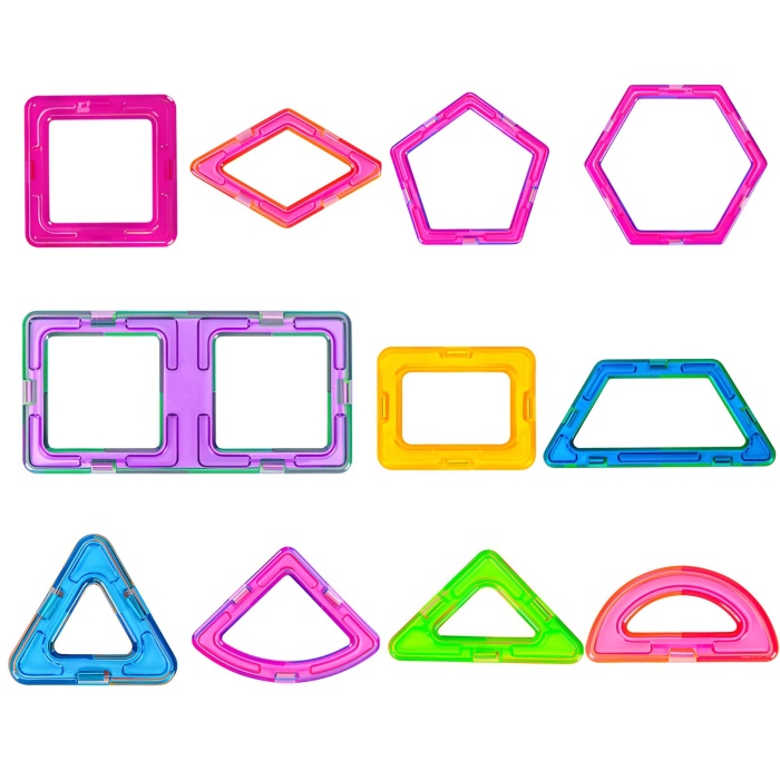 Set 148 Piese Magnetice de Constructie, Flippy, Piese Medii, Magnetic Blocks, Forme Geometrice, 3 Ani, ABS, Magnet, 25 x 17.8 x 10 cm, Multicolor [4]