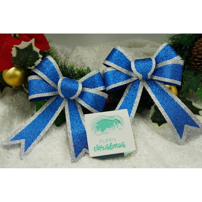 Set 2 fundite pentru brad, Albastre, cu margini argintii, 13 x 18 cm, PVC, Flippy [3]