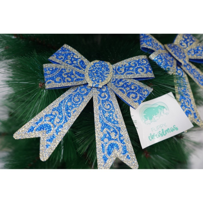 Set 2 fundite pentru brad, Albastre, model spiralat, cu margini aurii, 13 x 18 cm, PVC, Flippy [2]