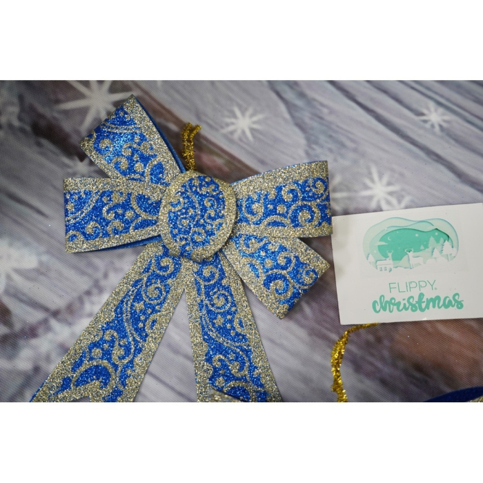 Set 2 fundite pentru brad, Albastre, model spiralat, cu margini aurii, 13 x 18 cm, PVC, Flippy [5]