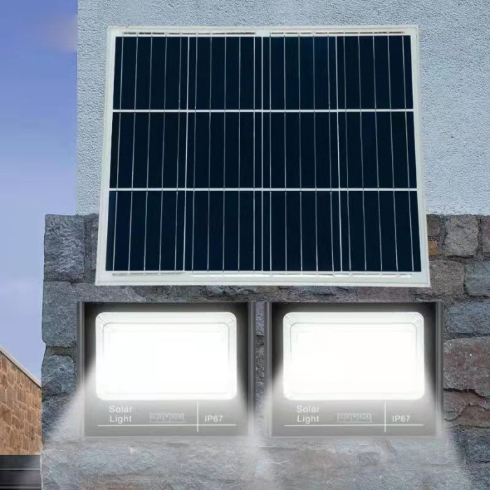 Set 2 proiectoare LED SMD 30W cu incarcare solara Flippy, panou solar, cu telecomanda, suport prindere, material ABS, 1.2AH, 200LED-uri, 13x13.5 cm, negru [4]