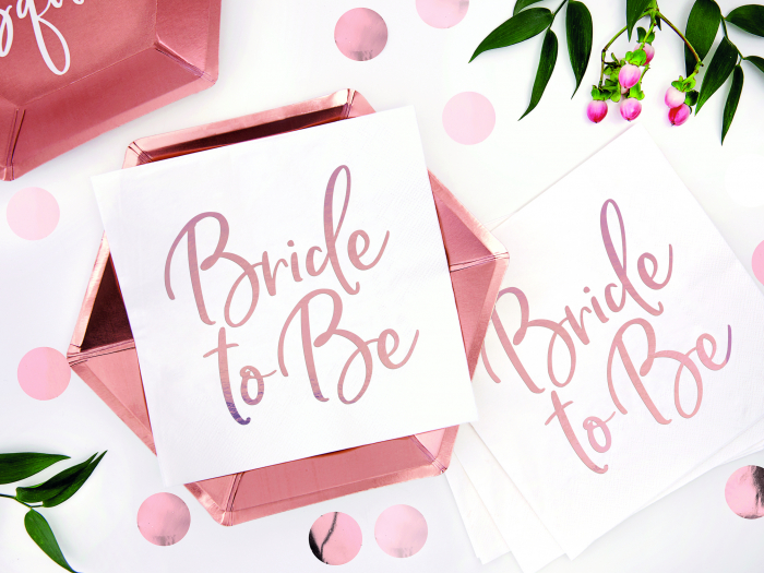 Set 20 servetele Bride to be, roz aurii, 33x33cm [2]
