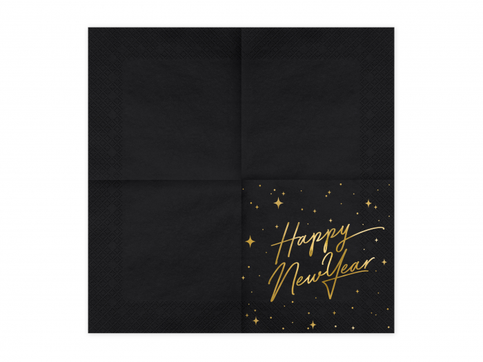 Set 20 servetele Happy New Year, negre, 33x33cm [2]