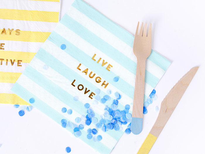 Set 20 servetele Yummy - Live Laugh Love, albastre deschis, 33x33cm [3]