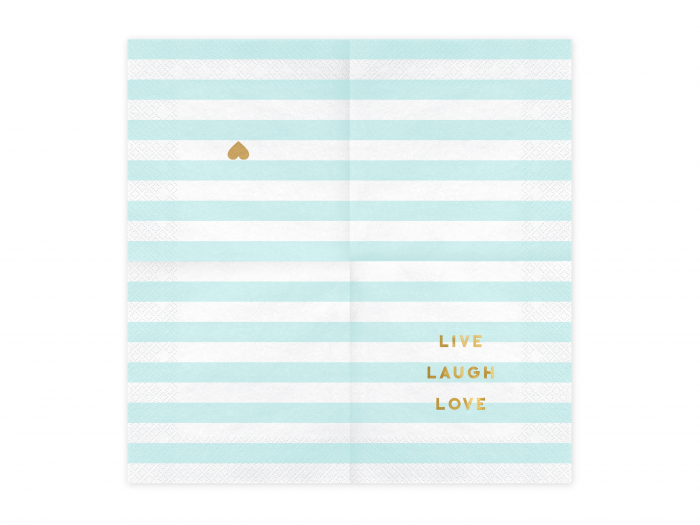 Set 20 servetele Yummy - Live Laugh Love, albastre deschis, 33x33cm [2]