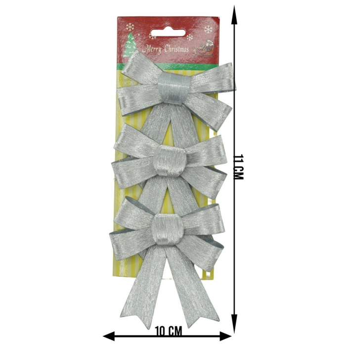 Set 3 fundite pentru brad, Argintii, 10 x 11 cm, din poliester, Flippy [6]